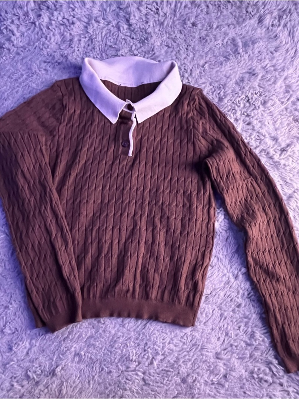 Urban Girl Nites Brown Sweater with White Collar